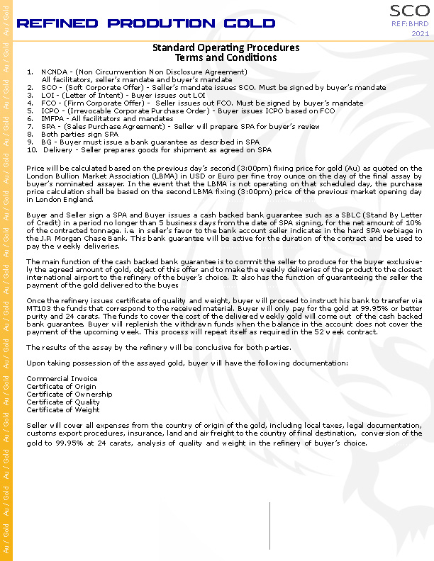 Glow 79 SCO Refined Gold Production Oct 1 2021 page 2 Glow 79 SCO Refined Gold Production Oct 1 2021 page 2